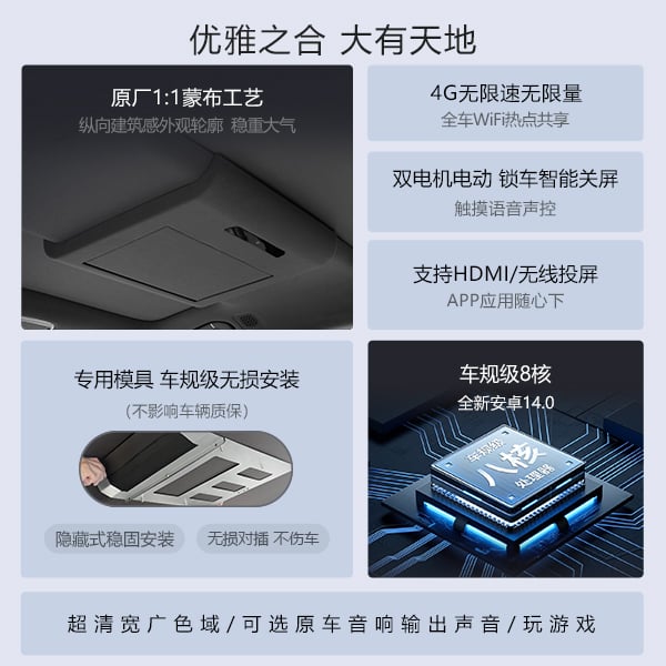 腾势N8L专用吸顶电视