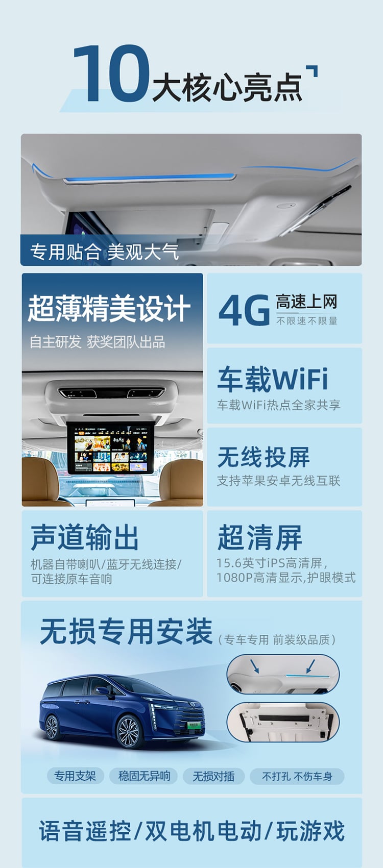 传祺E8专用吸顶电视 详情图