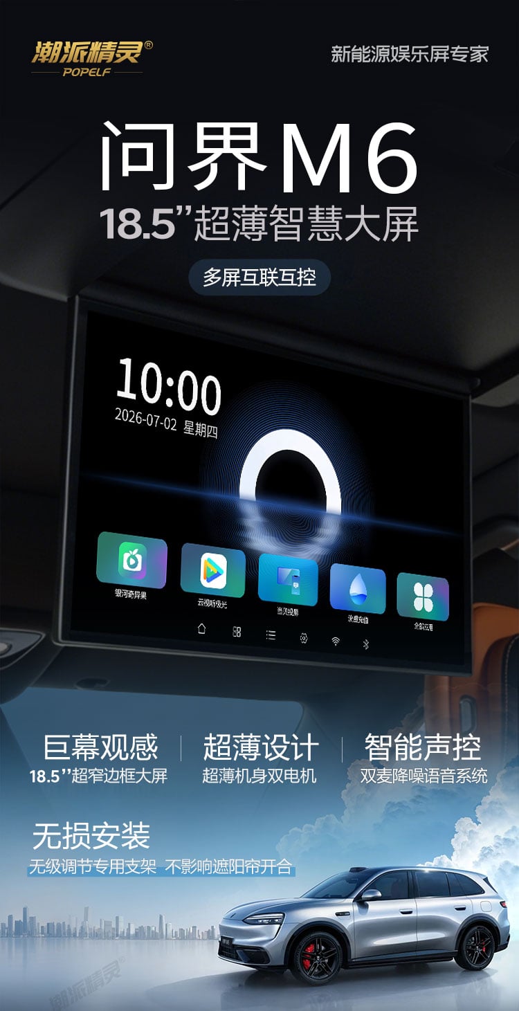 问界M6专用全景天窗车型吸顶电视 详情图