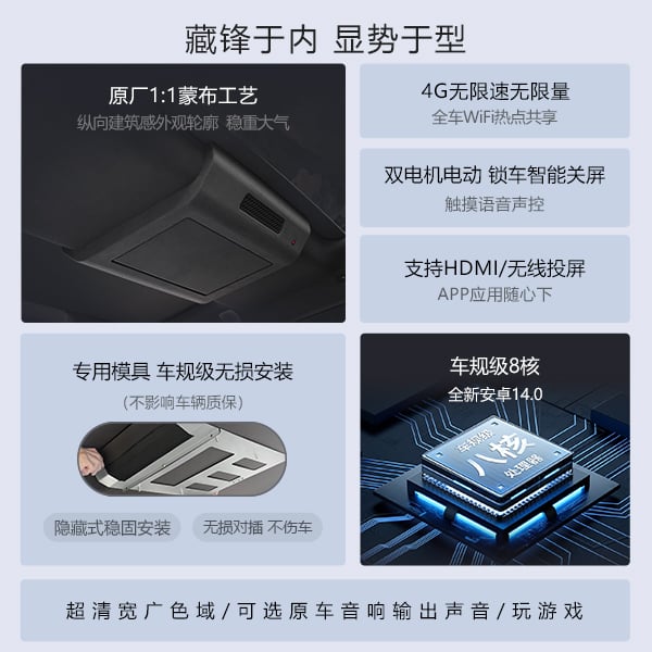 腾势N9专用吸顶电视