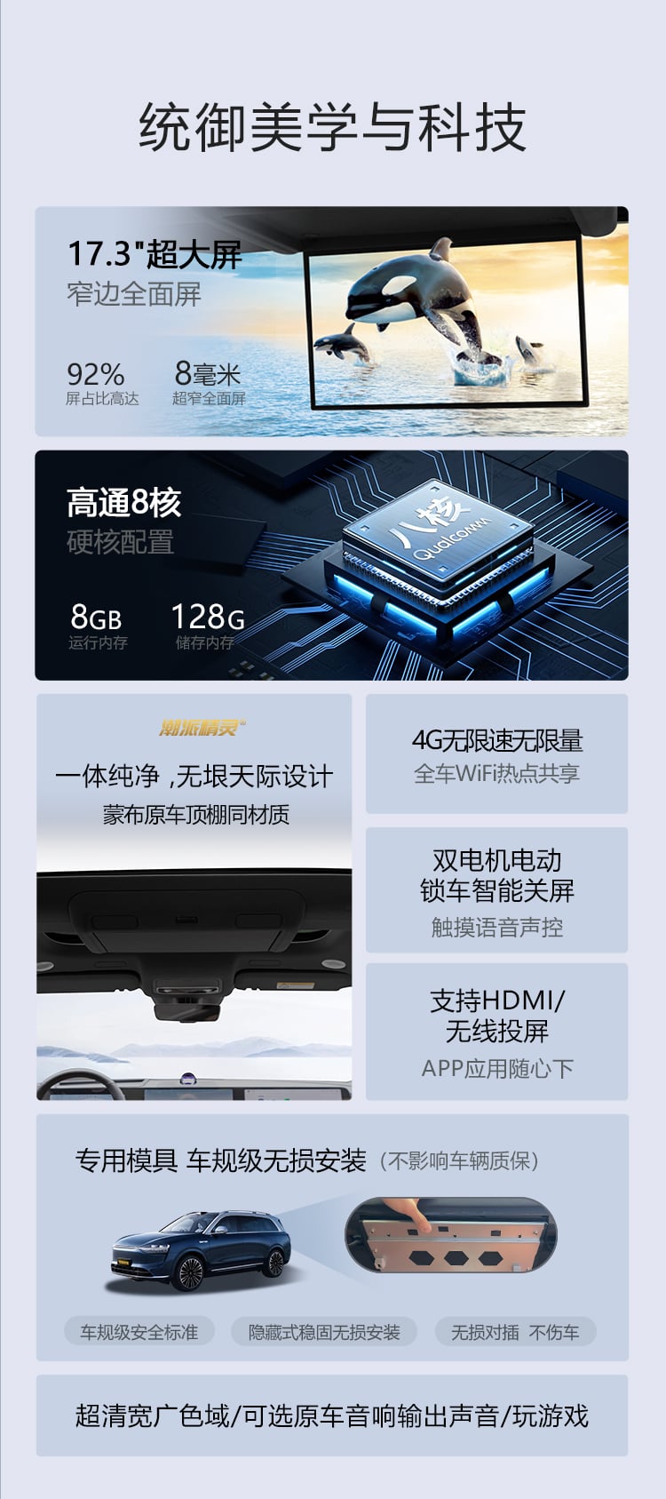 问界M8专用吸顶电视 详情图
