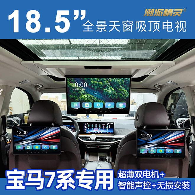 宝马7系专用全景天窗吸顶电视