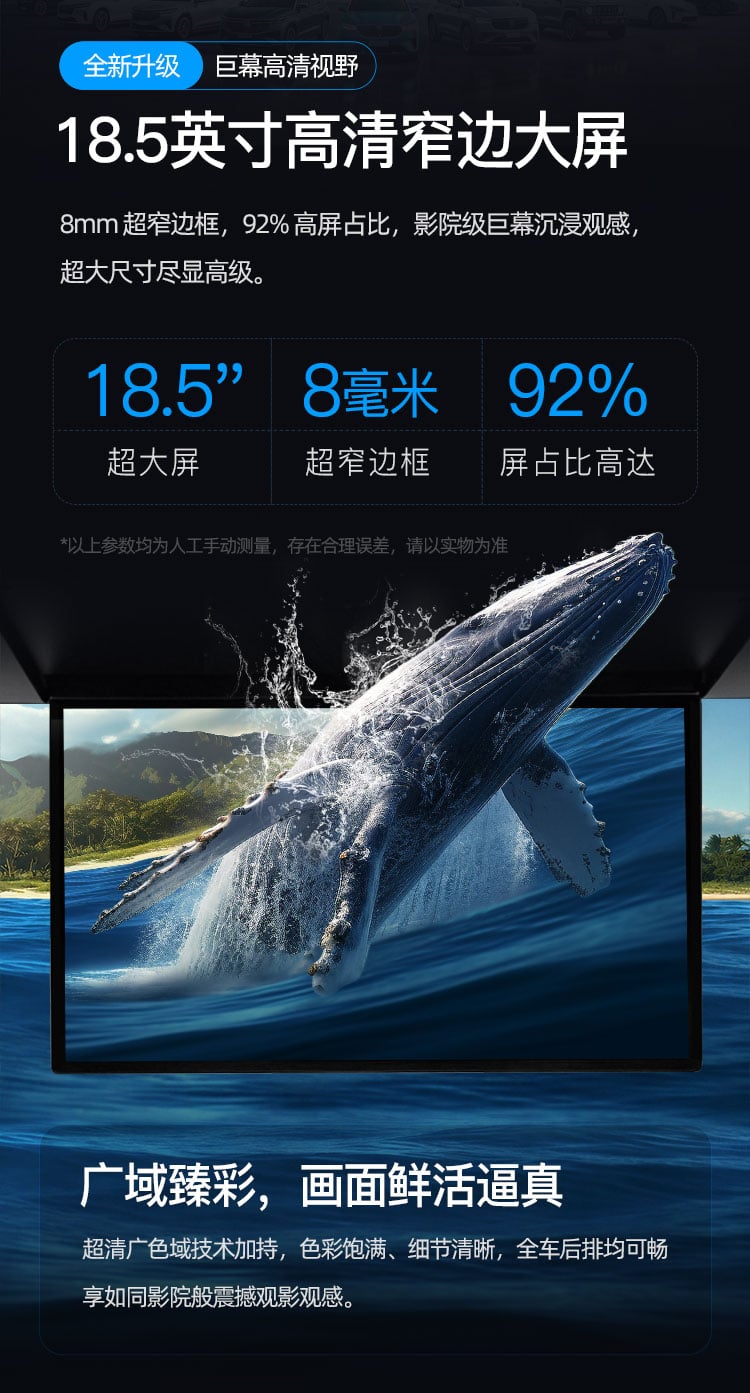 凯迪拉克专用全景天窗吸顶电视 详情图