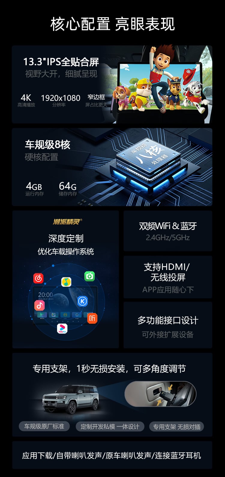 比亚迪专用13.3英寸后排平板 详情图