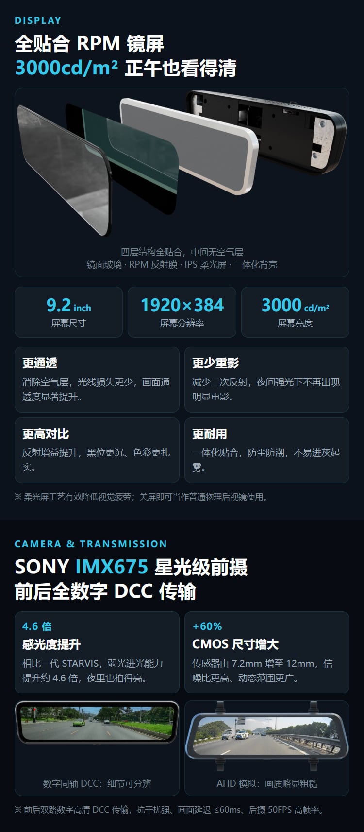 H10 Max 数字电子后视镜(9.2英寸 全贴合2K数字流媒体后视镜) 详情图