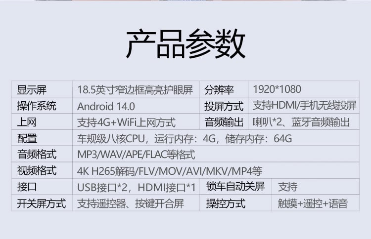 凯迪拉克专用全景天窗吸顶电视 详情图