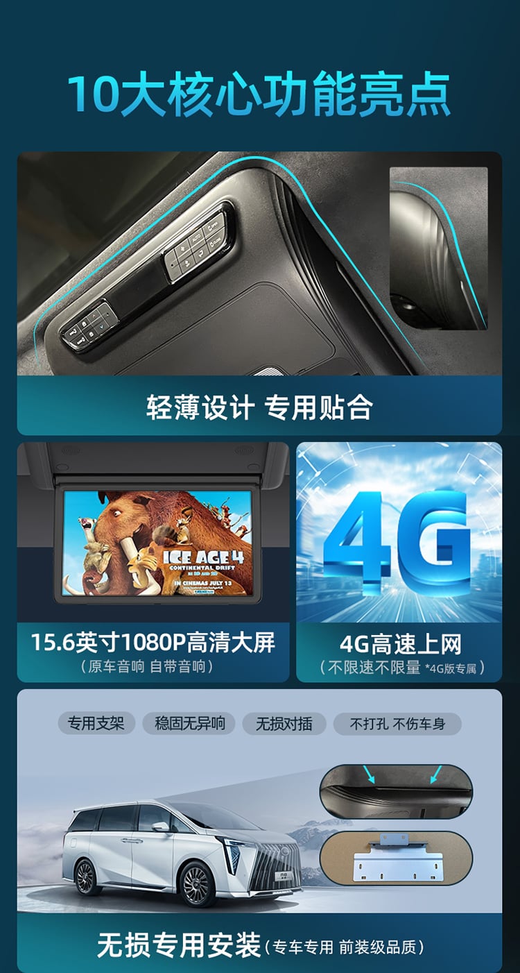 传祺M8专用吸顶电视 详情图